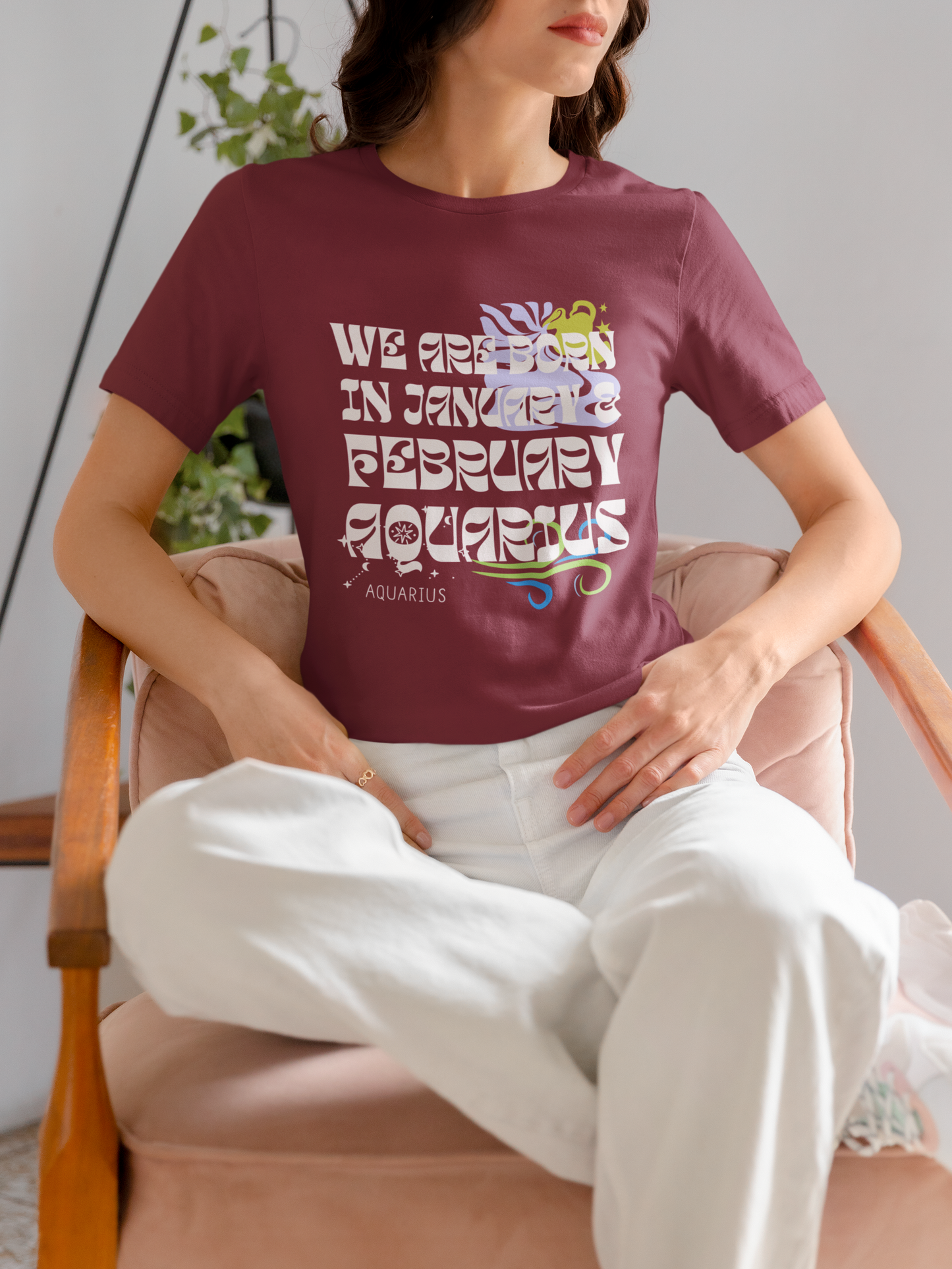 Maroon Aquarius Regular T-shirt