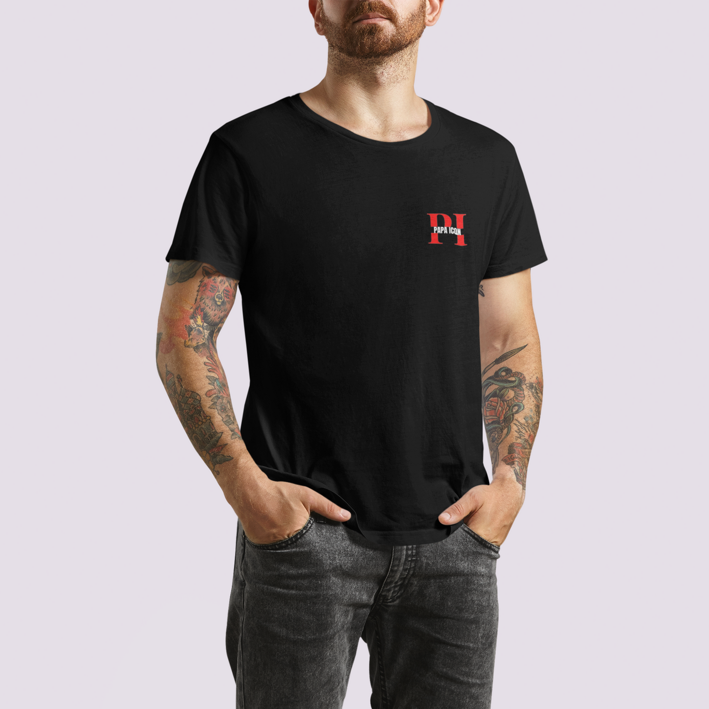Papa Icon Logo Black Platinum T-shirt