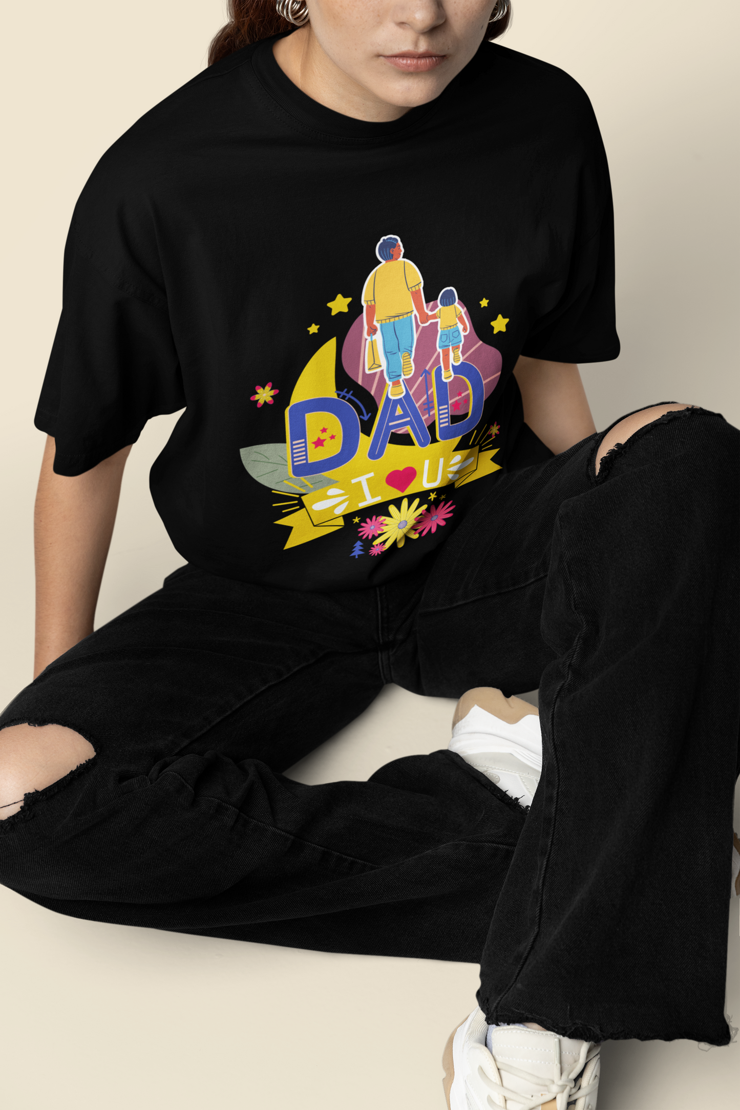 Dad Love Oversize Black T-shirt