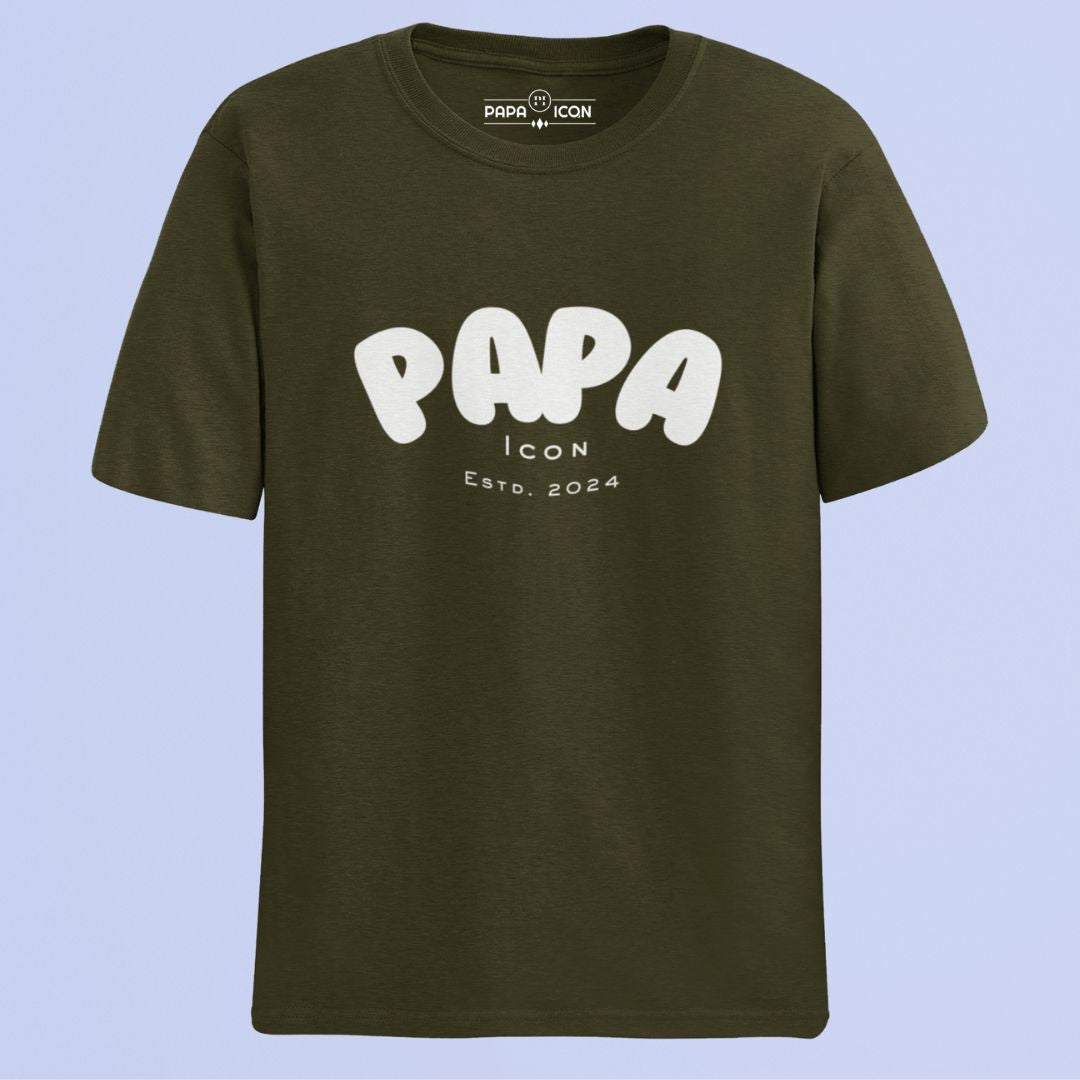 Papa Olive Green Classic Fit T-shirt