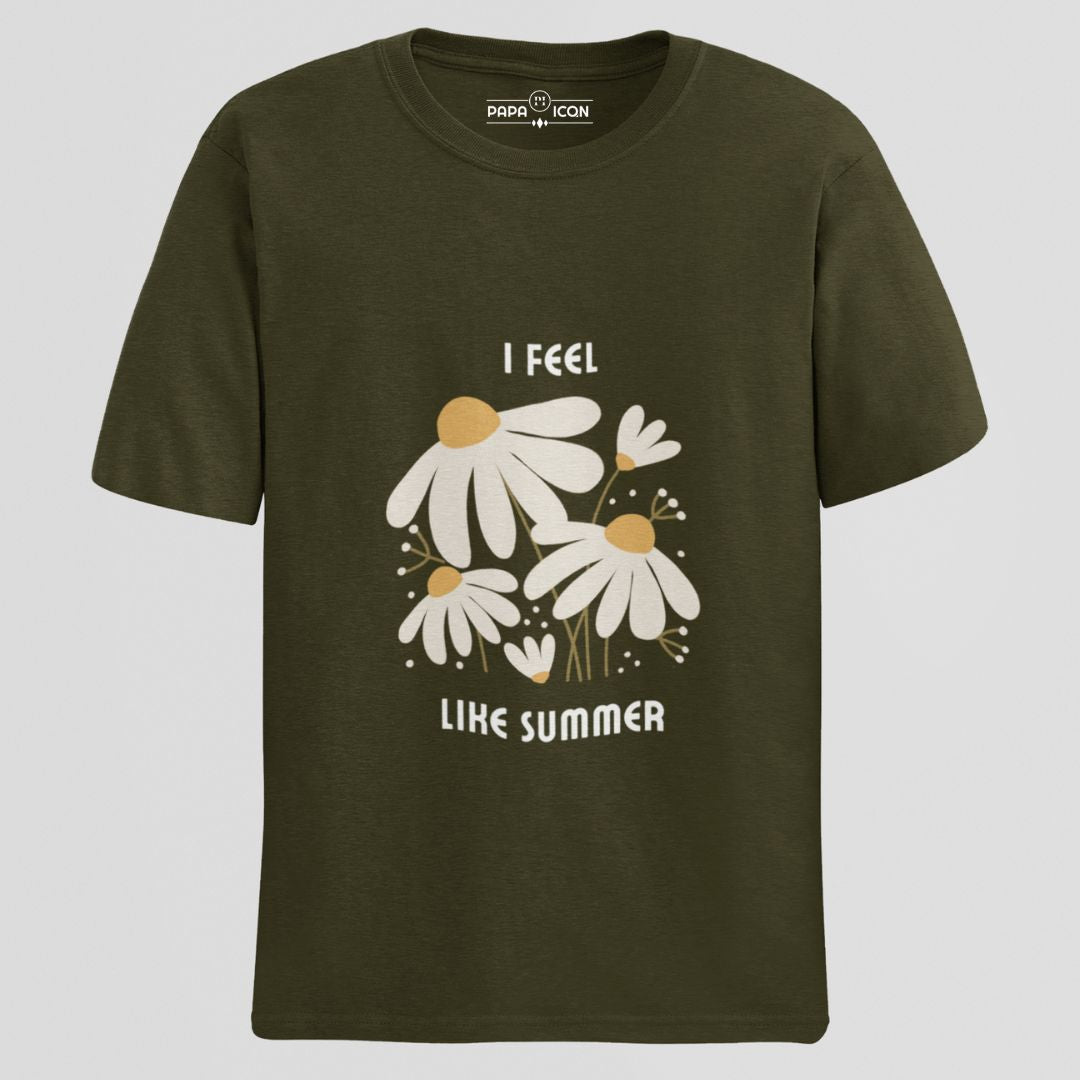 Summer Olive Green Classic Fit T-shirt