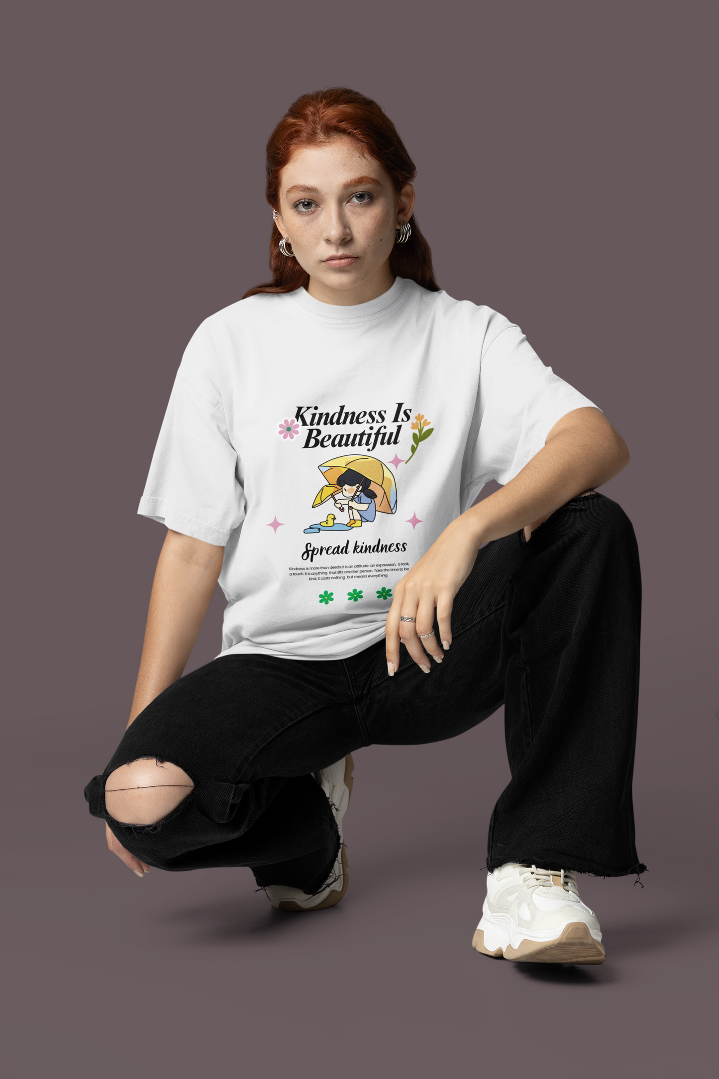Spread Kindness Off-White Oversize T-shirt