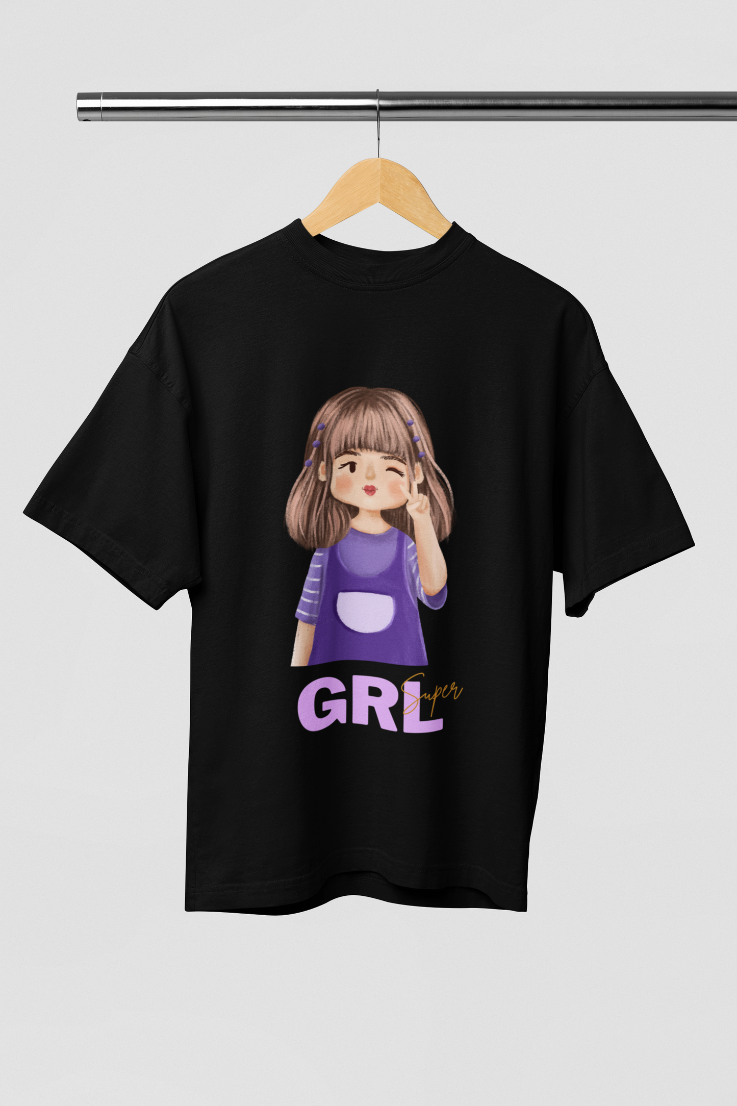 GRL Power Black Oversize T-shirt
