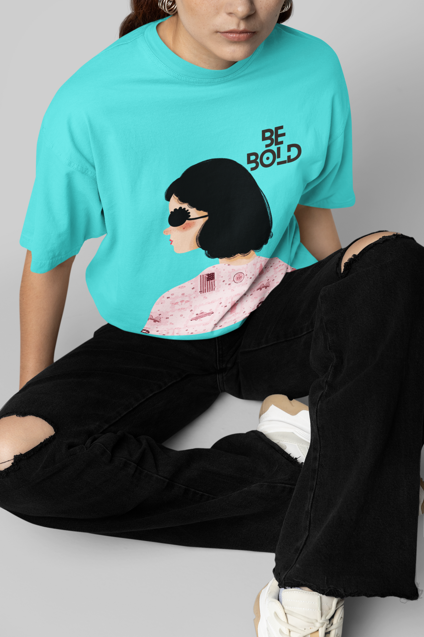 Be Bold Cyan Oversize T-shirt