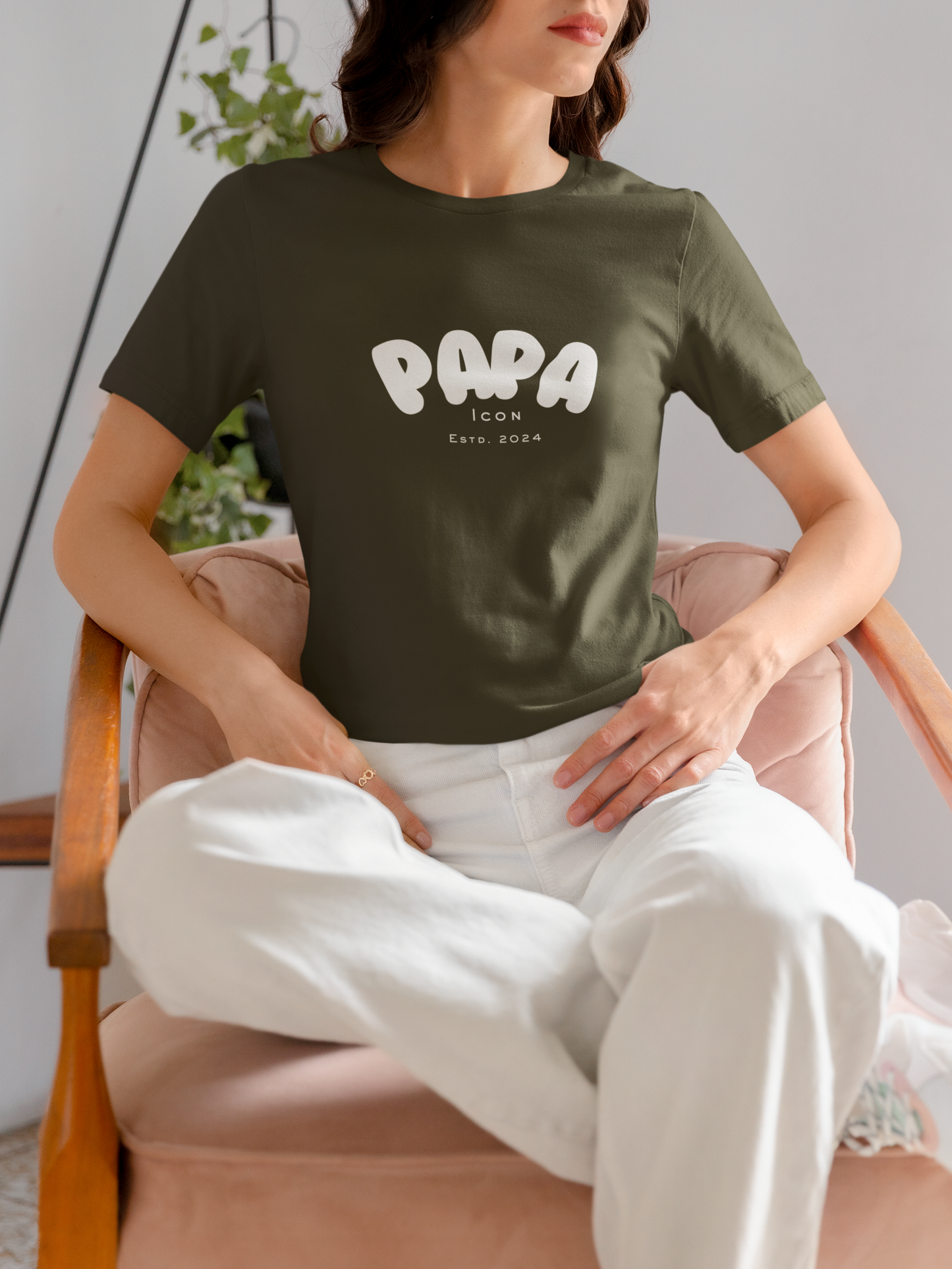 Papa Olive Green Classic Fit T-shirt