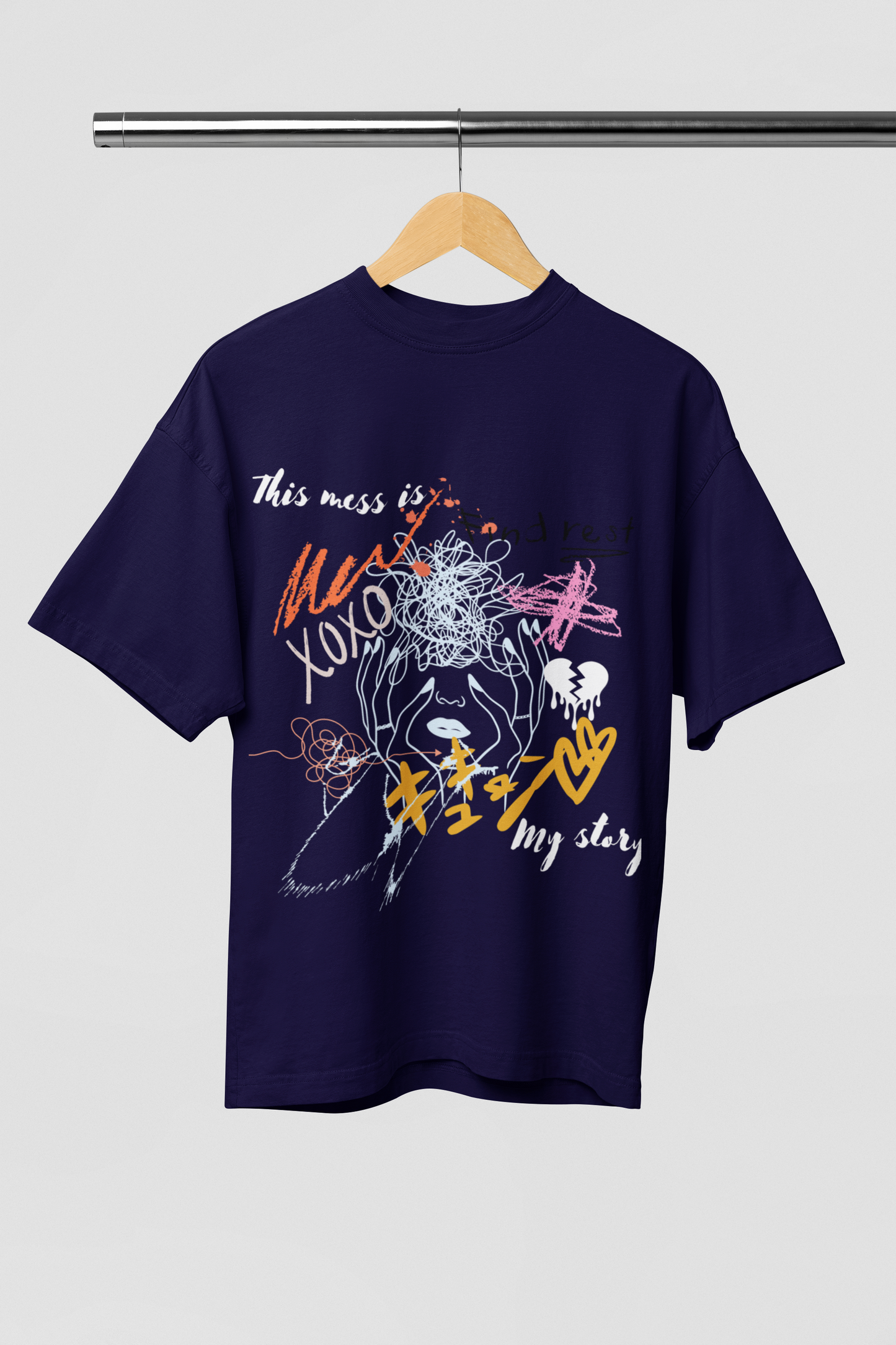 My Story Navy Blue Oversize T-shirt