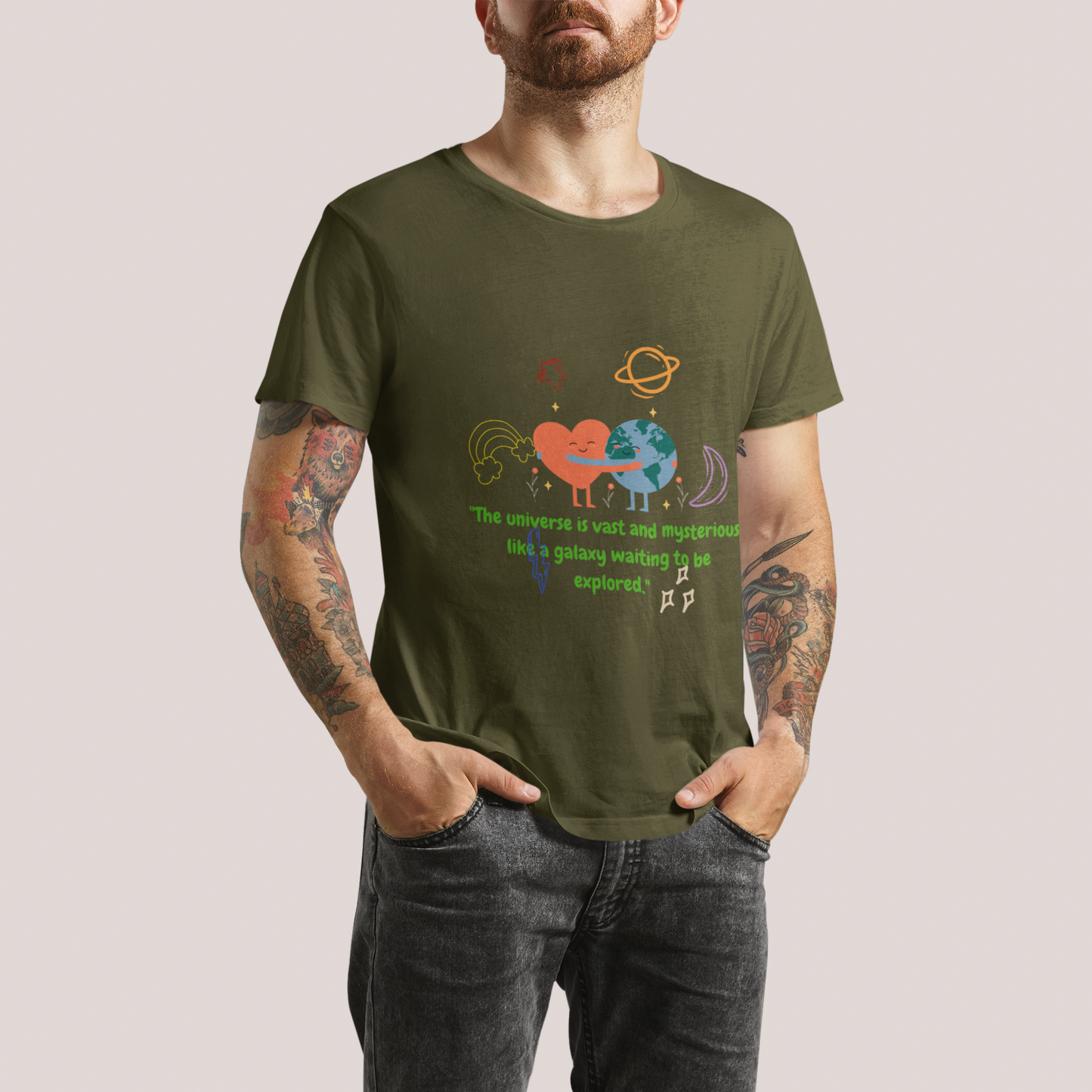 Universe Olive Green Regular T-shirt