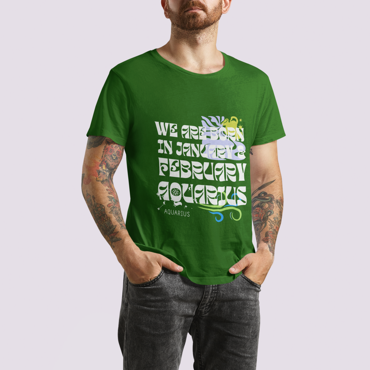 Aquarius Bottle Green Regular T-shirt