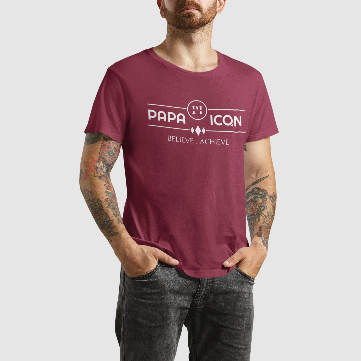 Papa Icon Logo Maroon Regular T-shirt