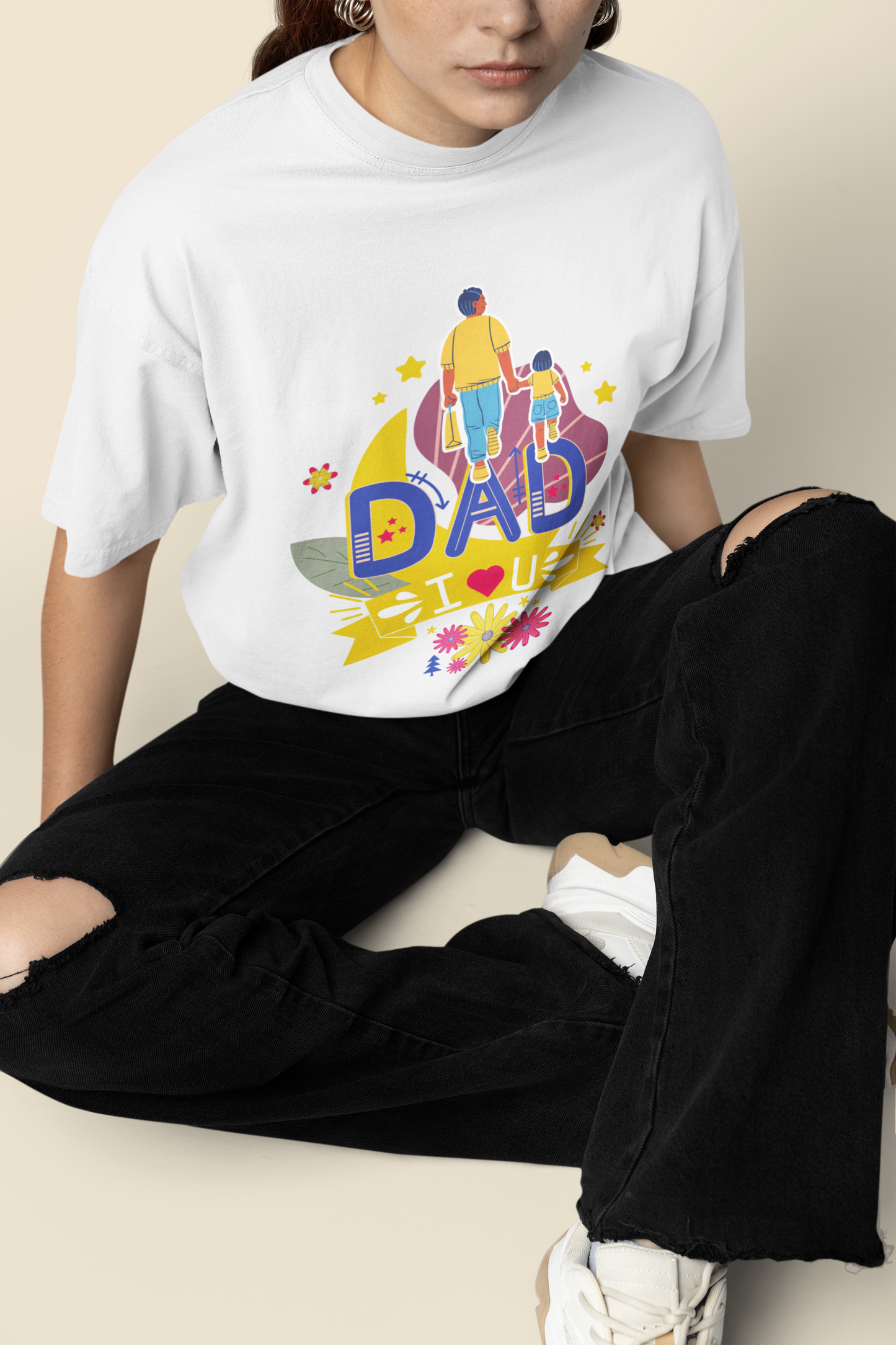 Dad Love Oversize Off-White T-shirt