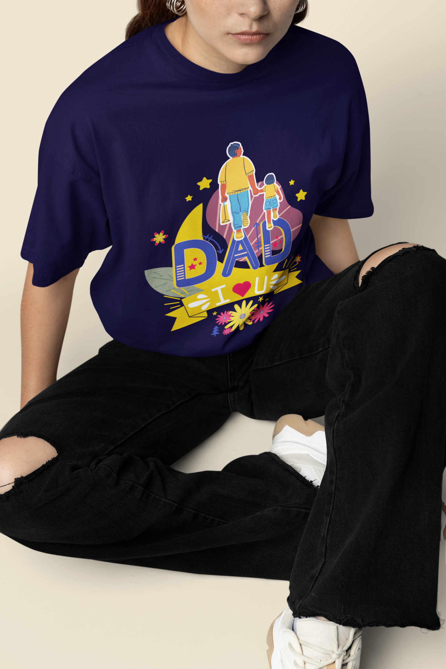 Dad Love Oversize Navy Blue T-shirt