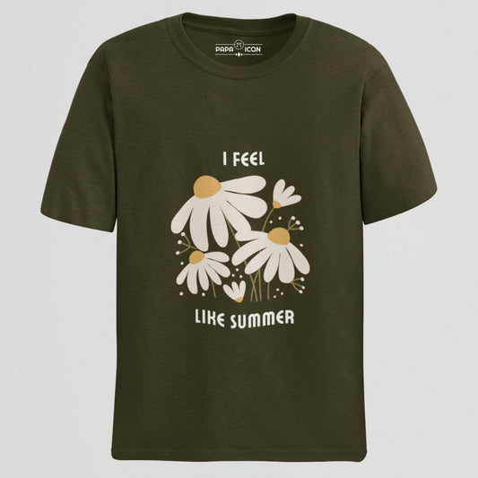 Summer Olive Green Classic Fit T-shirt
