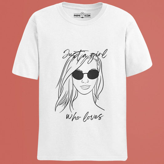 Just A Girl White  Platinum  T-shirt