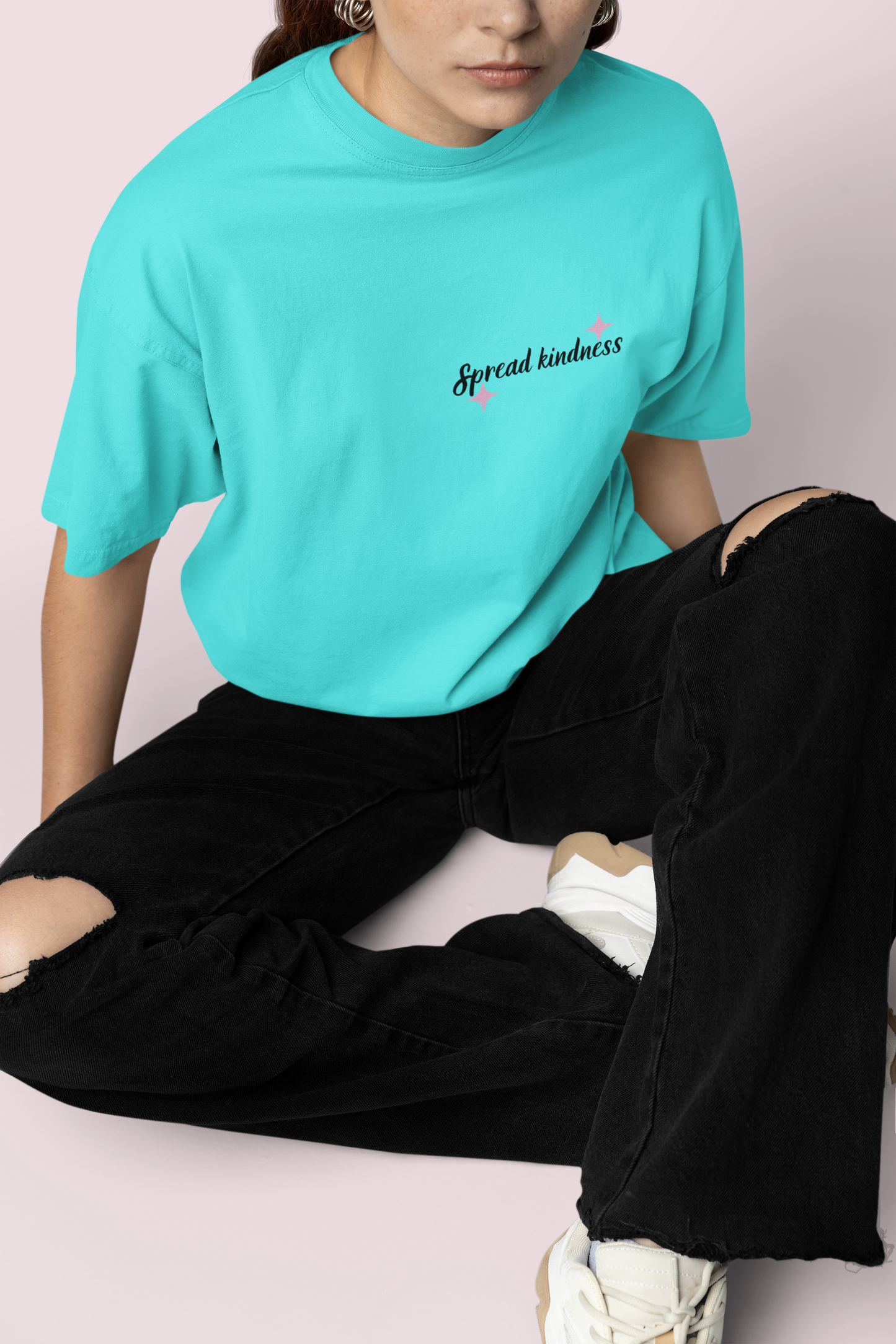 Simple Kindness Cyan Oversize T-shirt