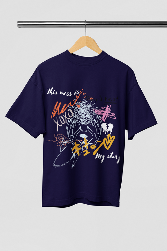 My Story Navy Blue Oversize T-shirt